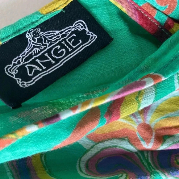 ANGIE | Bright Green Floral Print Summer Dress Size S - Picture 6 of 7